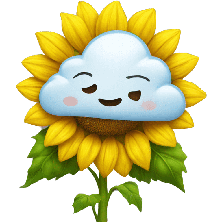 Cloud loving and hugging sunflower emoji