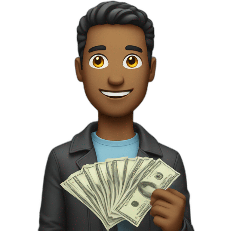 a man holding cash emoji