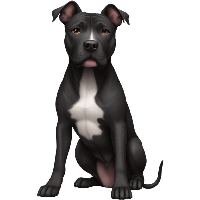 All Black color American staffer terrier mixed with a Dutch shepherd mix with pit bull dog emoji