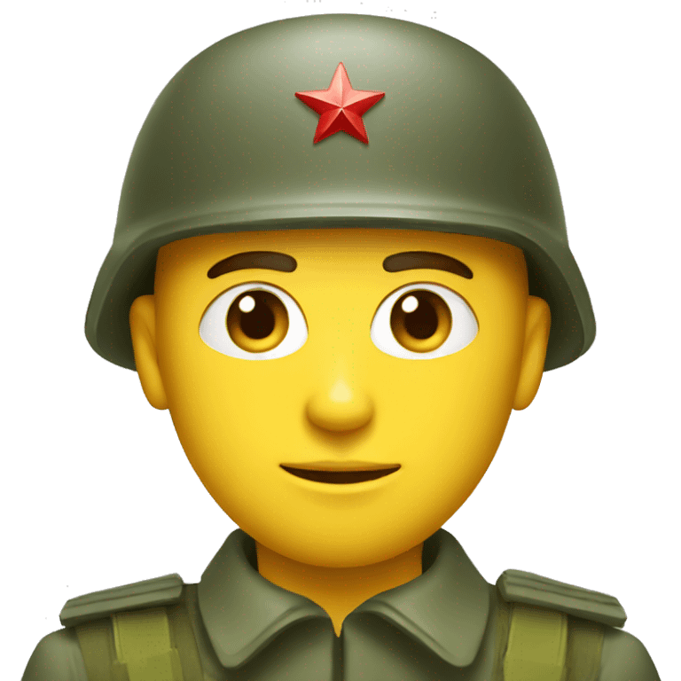 ussr soldier serious with military helmet emoji