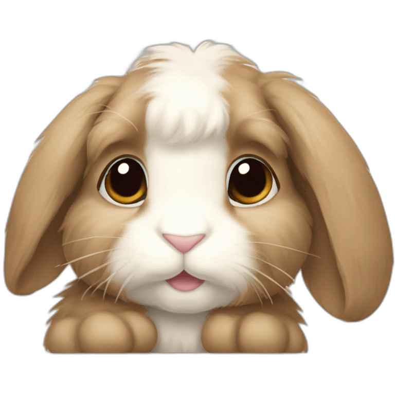 Fuzzy lop bunny with beige patches on the ears and back. emoji