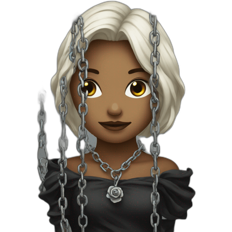 chained up black rose emoji