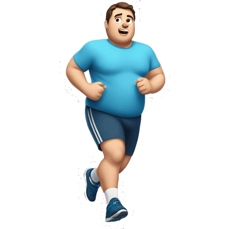 A fat white guy with straight dark brown hair running in athletic clothes emoji