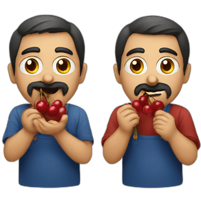 Armenian men eating cherries emoji