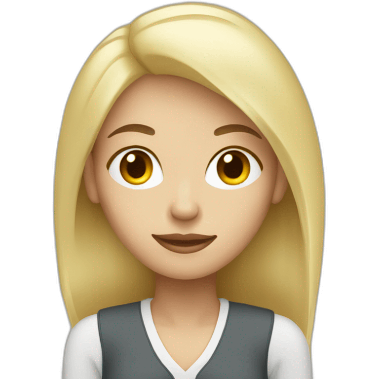 white blond woman work on computer emoji