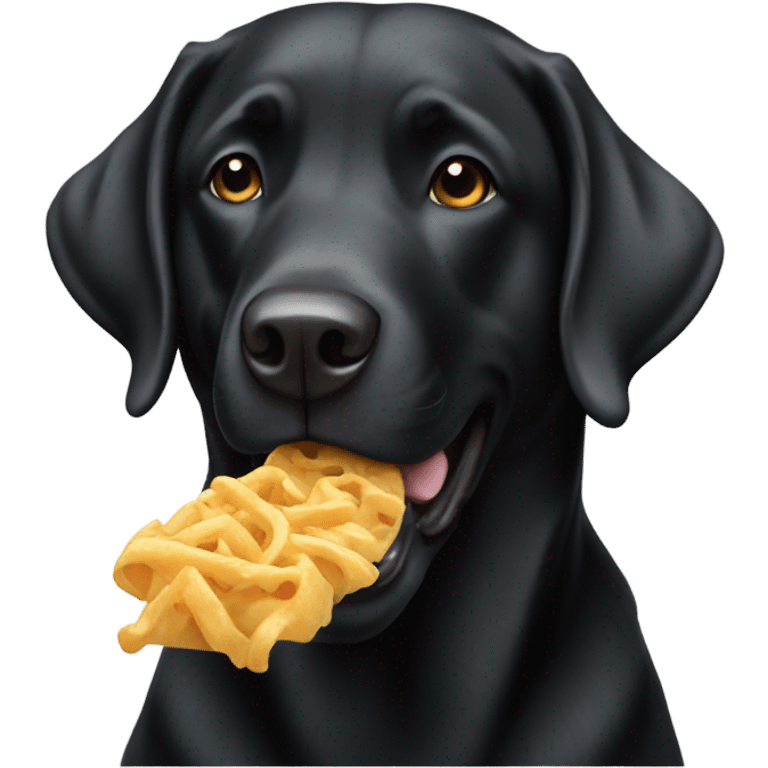 Black lab eating emoji