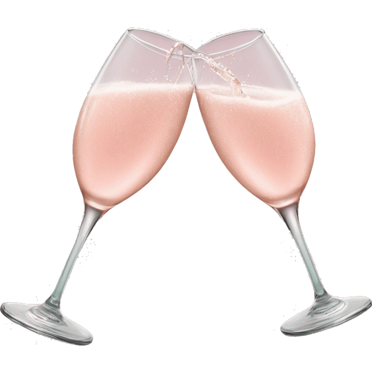 glasses of pastel pink champagne are smashing against each other emoji