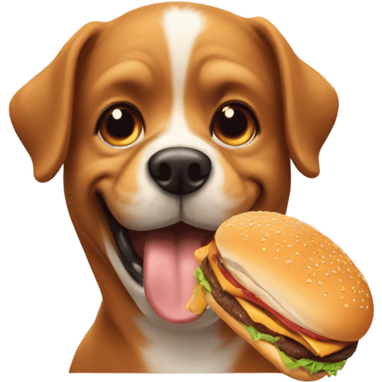 dog eating burger emoji