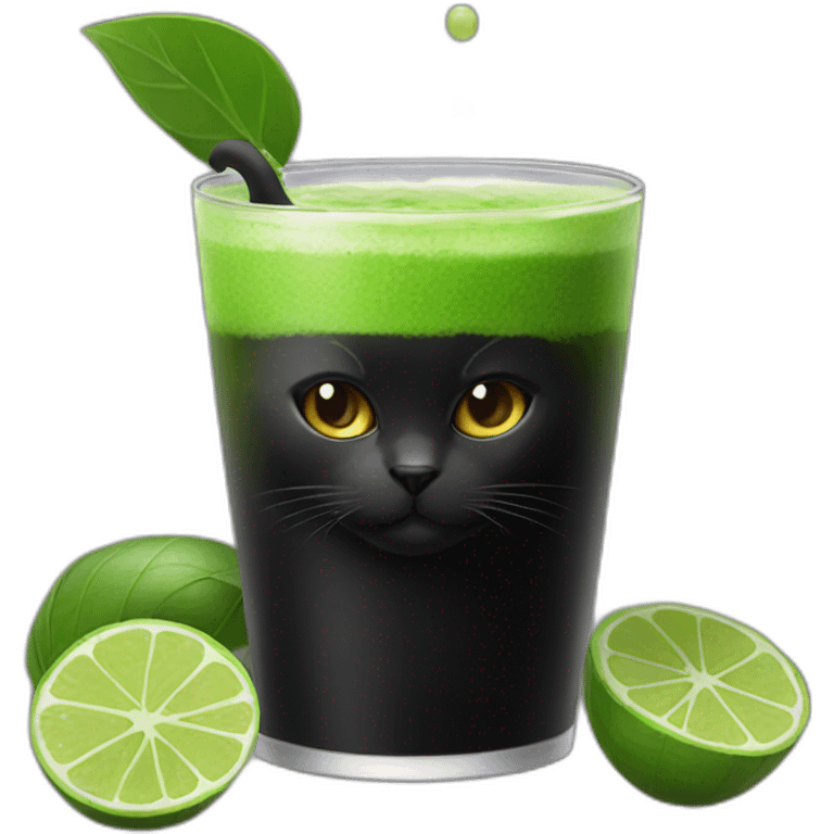 Black cat drink matcha emoji