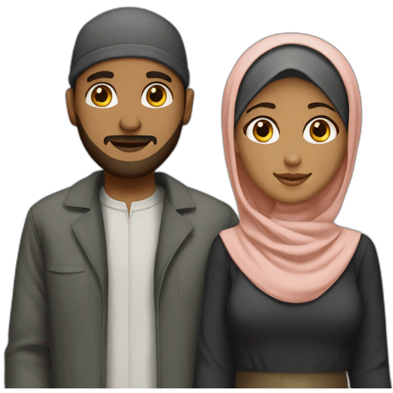 Hijab girl and man couple emoji