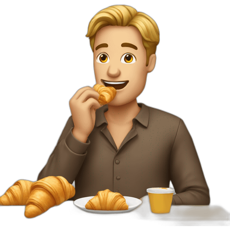 man eating croissant  emoji