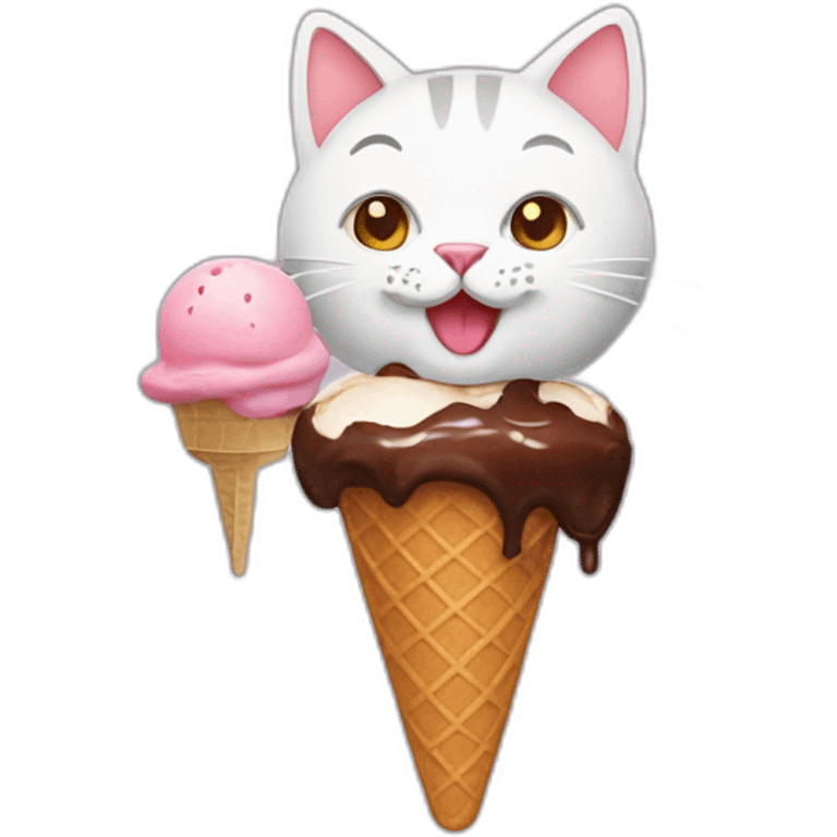 A cat eating chocolate ice cream emoji