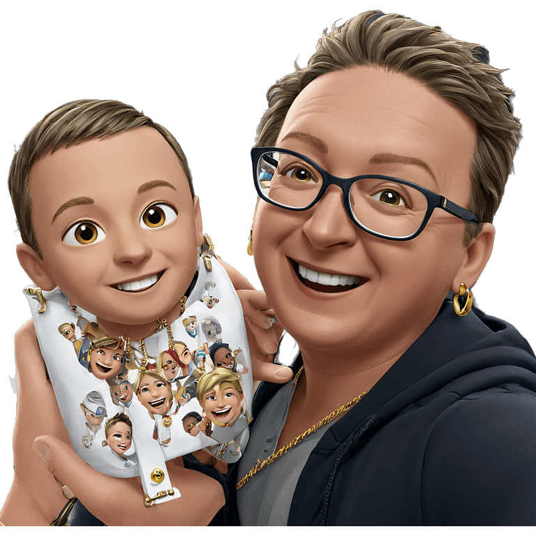 two boys smiling with jewelry emoji