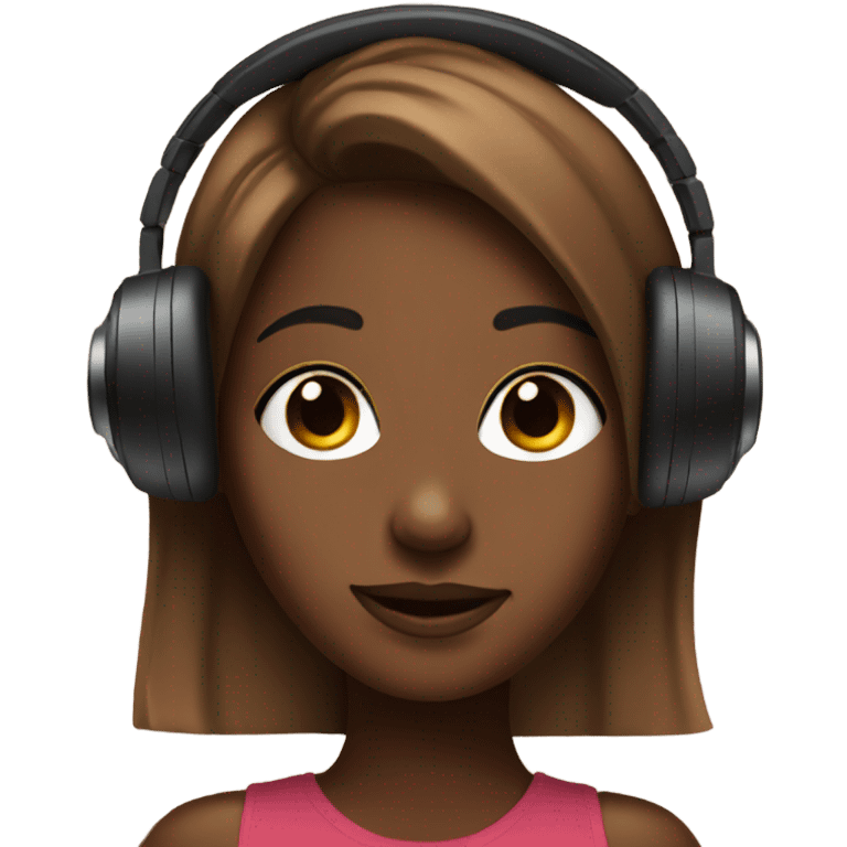 Brown skin girl with podcast mic and headphones emoji