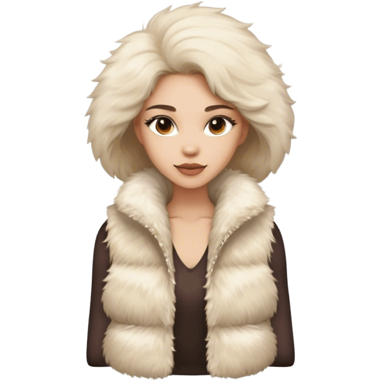 A women's vest combining a fur-like texture with a fluffy finish, radiating luxury and style emoji