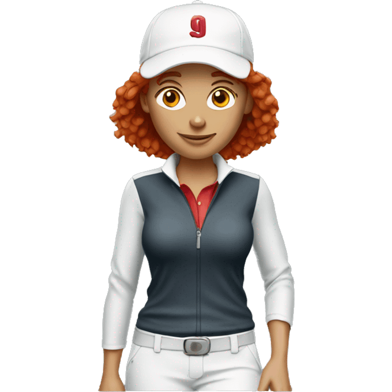 a female golf coach with red hair and a hat emoji