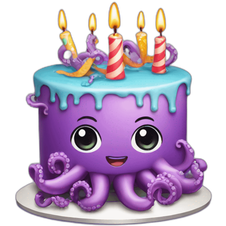 birthday cake with octopus emoji