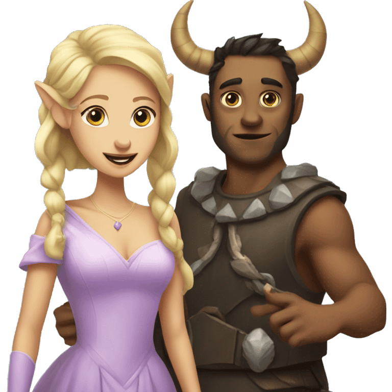 a princess and a monster with horns emoji