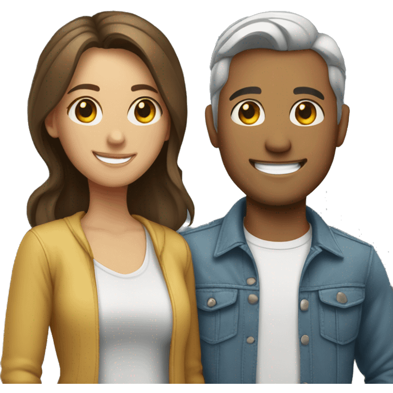 smiling couple in casual attire emoji