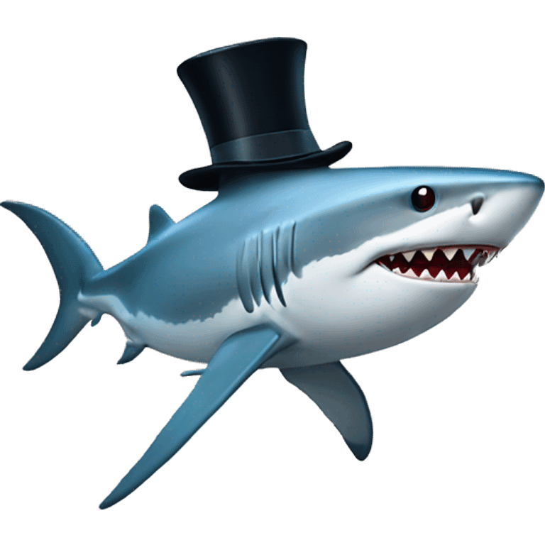 Shark with a top hat emoji