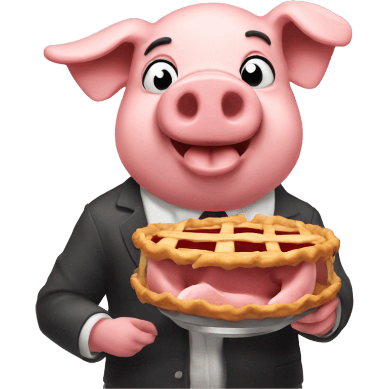 Pig eating a pie and the pie is all over him emoji