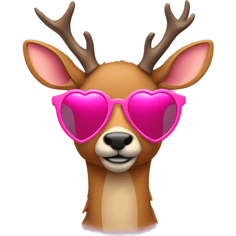 deer wearing pink heart sunglasses emoji