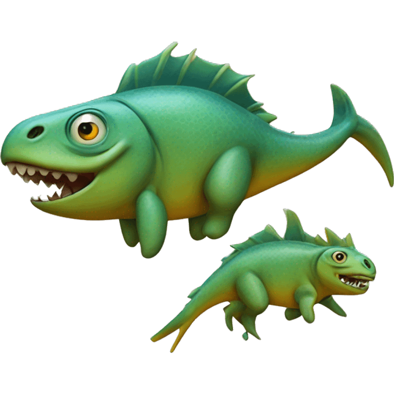 fish ride on a dinosaur emoji