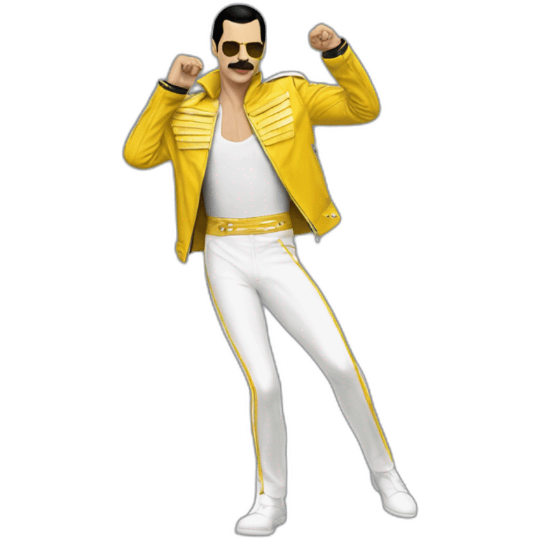 freddie mercury yellow jacket white pants dance emoji