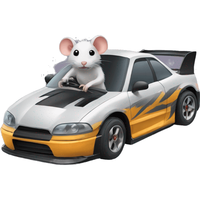 Rat in a drift car emoji