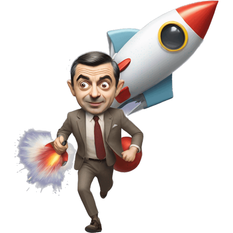 mr Bean has a rocket in his hand emoji