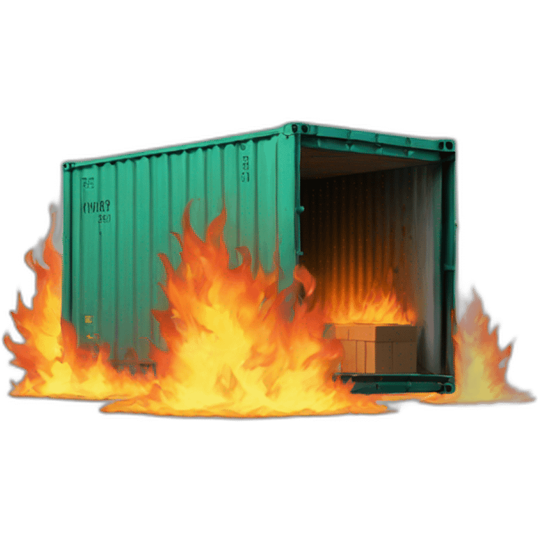 shipping container on fire emoji