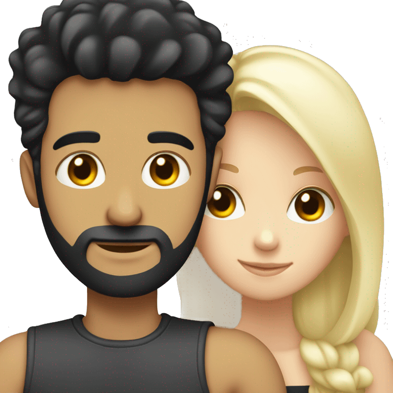 A white guy with a beard and black hair cuddles a white blond girl emoji