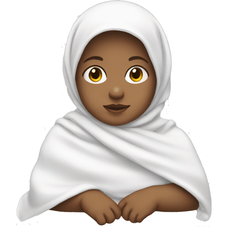 Baby, wearing a white headscarf. emoji