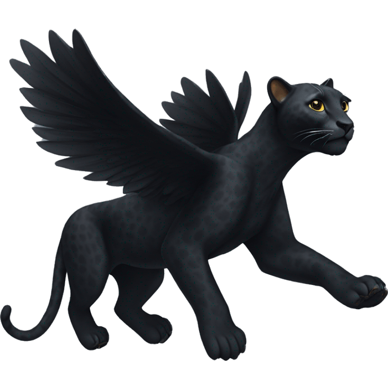 winged black leopard flying emoji