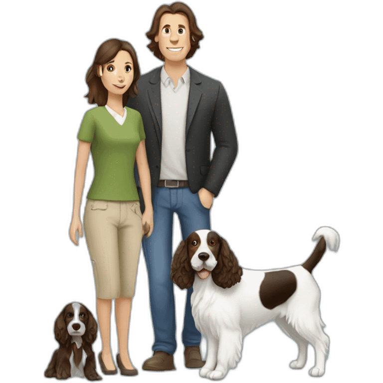 Springer spaniel with woman and man emoji