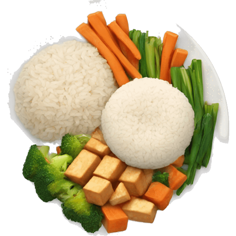 plate with tofu vegetables, rice  emoji