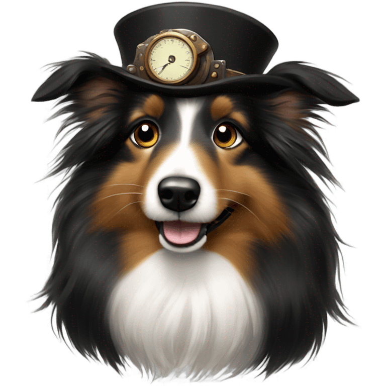 Steampunk black sheltie  emoji