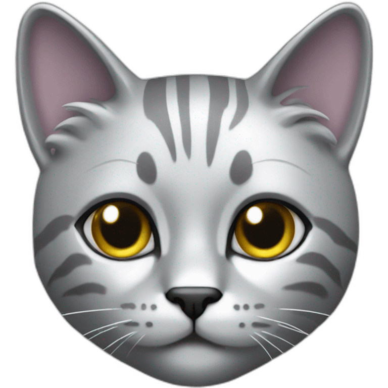 metallic cat silver grey emoji