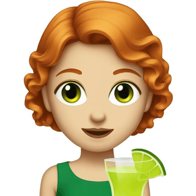 Green eyed redhead drinking a margarita  emoji