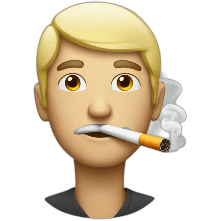 Men smoking cigarette with smoke emoji