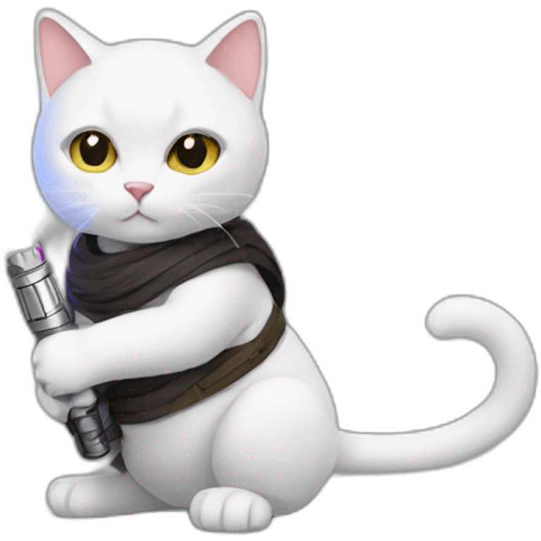 Cat with lightsaber emoji