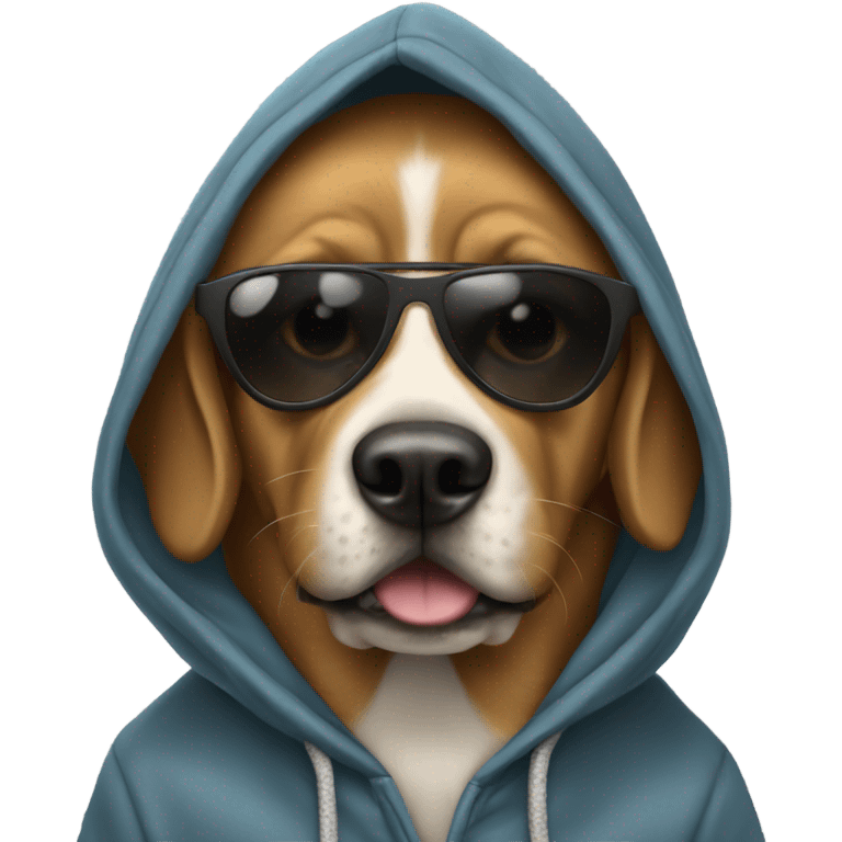 Dog with sunglasses and a hoodie o emoji