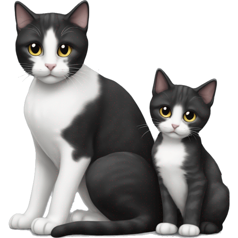 Black cat with grey and white mancoon kitten emoji