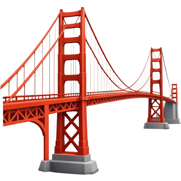 Cinematic Realistic Golden Gate Bridge Landmark Emoji, depicted with the iconic suspension bridge rendered with rich detail and vibrant, dynamic lighting. emoji