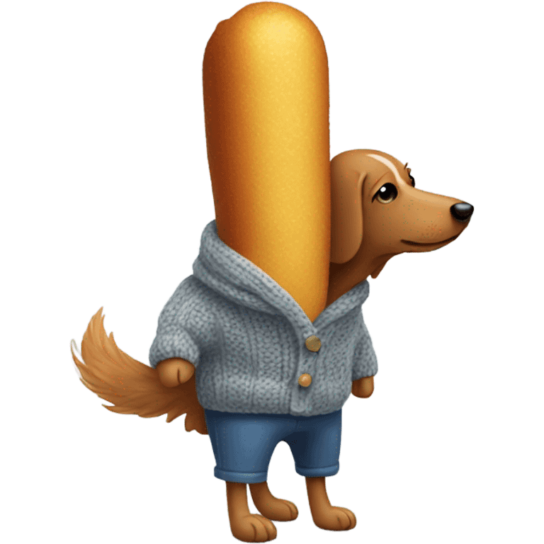 Corndog with a wool sweater emoji