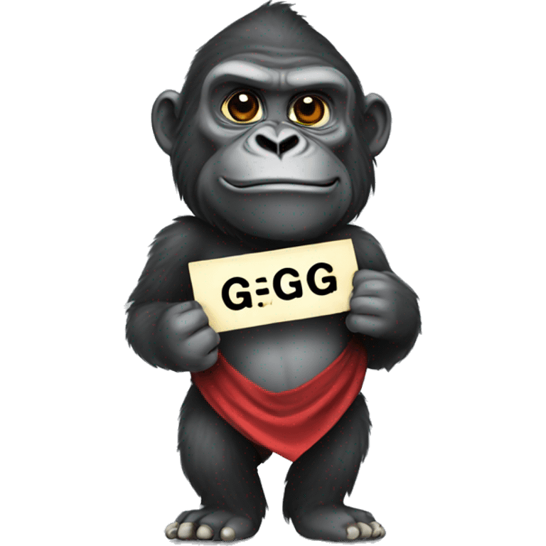 Gorilla holding a gg banner emoji