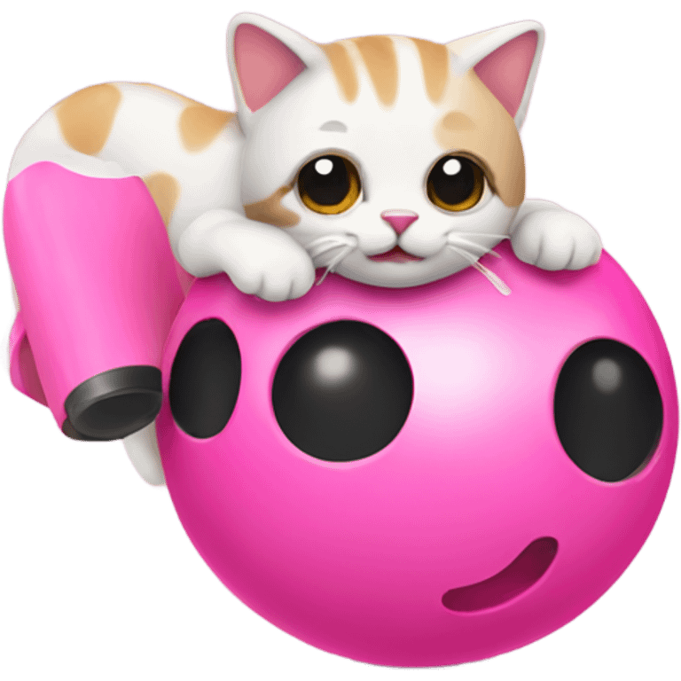 Cat with a pink bowling  emoji