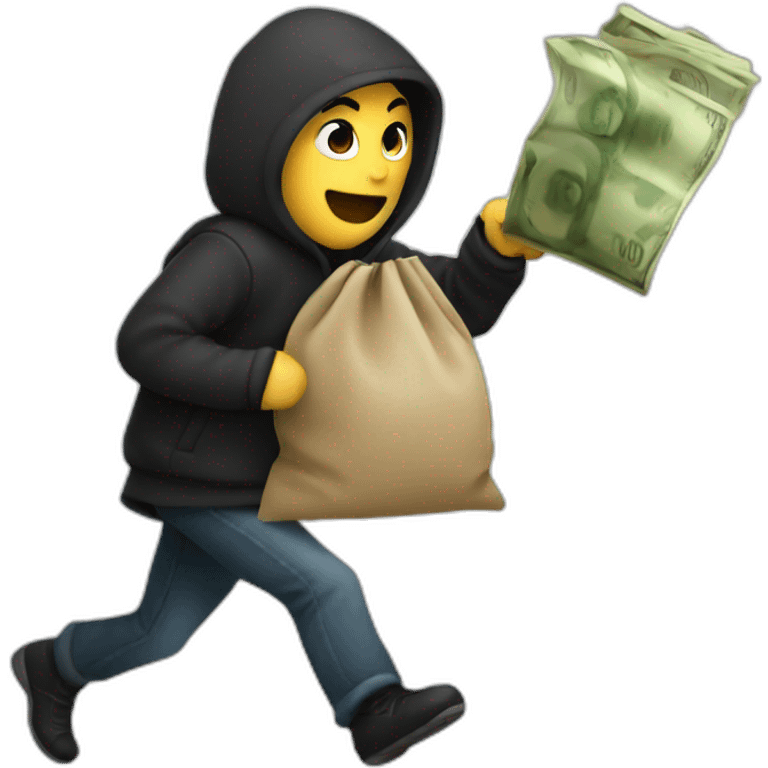 Thief runs with a bag of money emoji