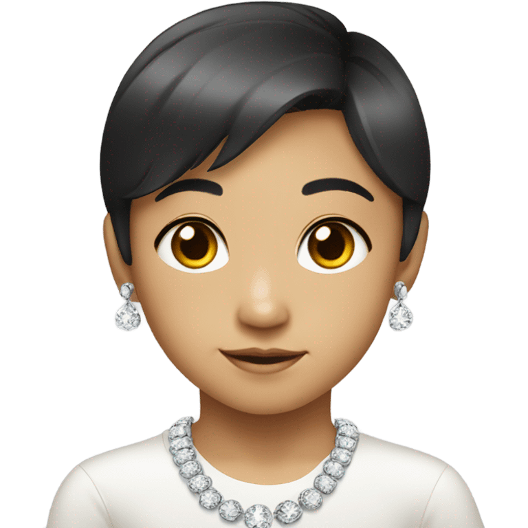 Asian kid with diamond necklace emoji