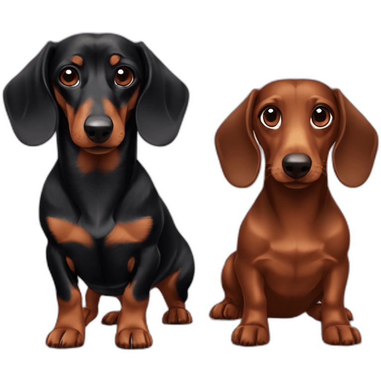 black Dachshund and brown Dachshund emoji